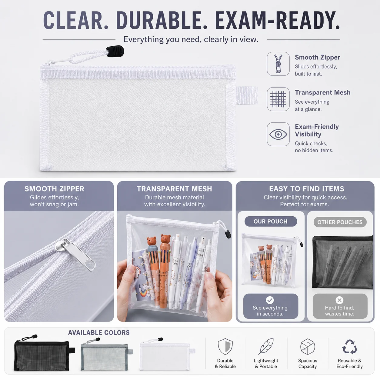 Transparent Mesh Pencil Case C - Clear Mesh Pencil Pouch For Exam recension och pris